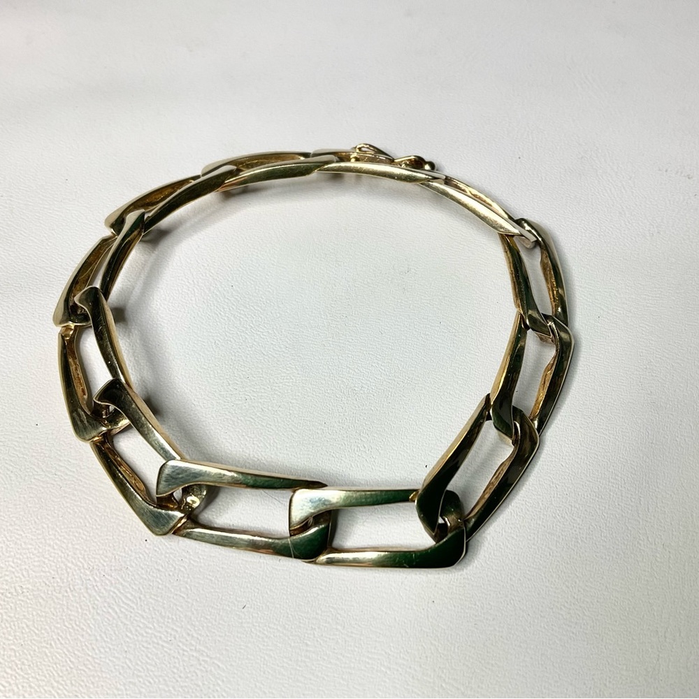 Vintage Sterling Silver Vermeil Chunky Link Bracelet 7&3/8”